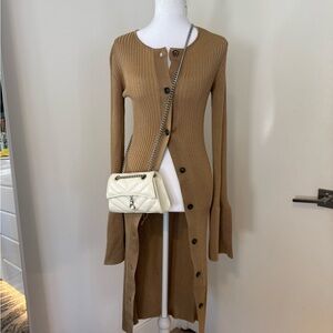St. John Tan Long Sleeve Button-Down Dress